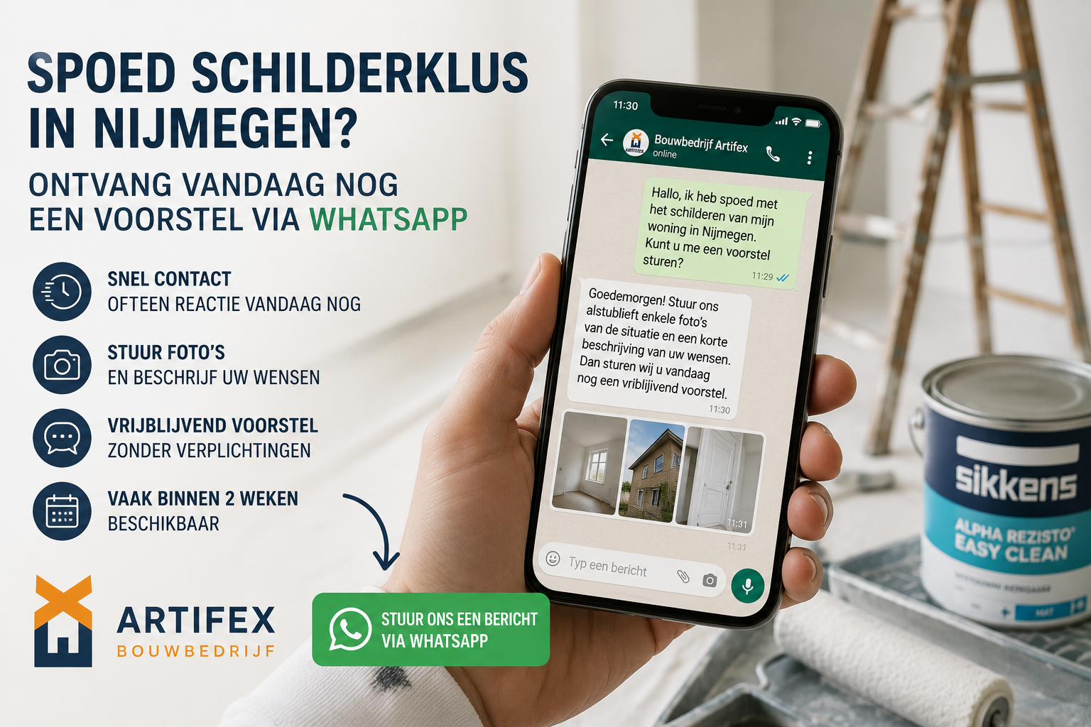 Ontvang vandaag nog uw voorstel via WhatsApp