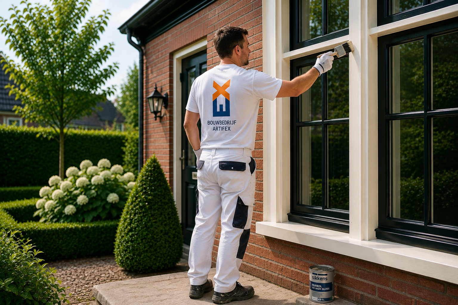 Professioneel buitenschilderwerk in Apeldoorn met Sikkens Rubbol XD High Gloss voor een duurzame bescherming van houten kozijnen.