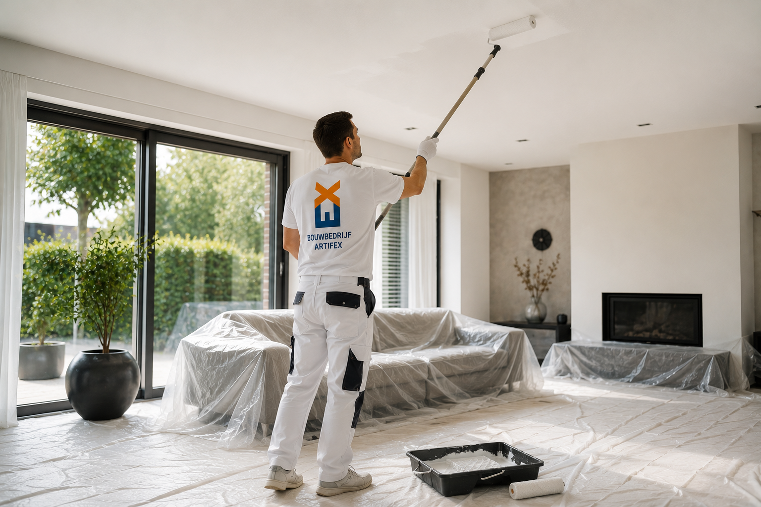 Professioneel plafond laten schilderen in Apeldoorn met hoogwaardige Sikkens plafondverf voor een strak eindresultaat.