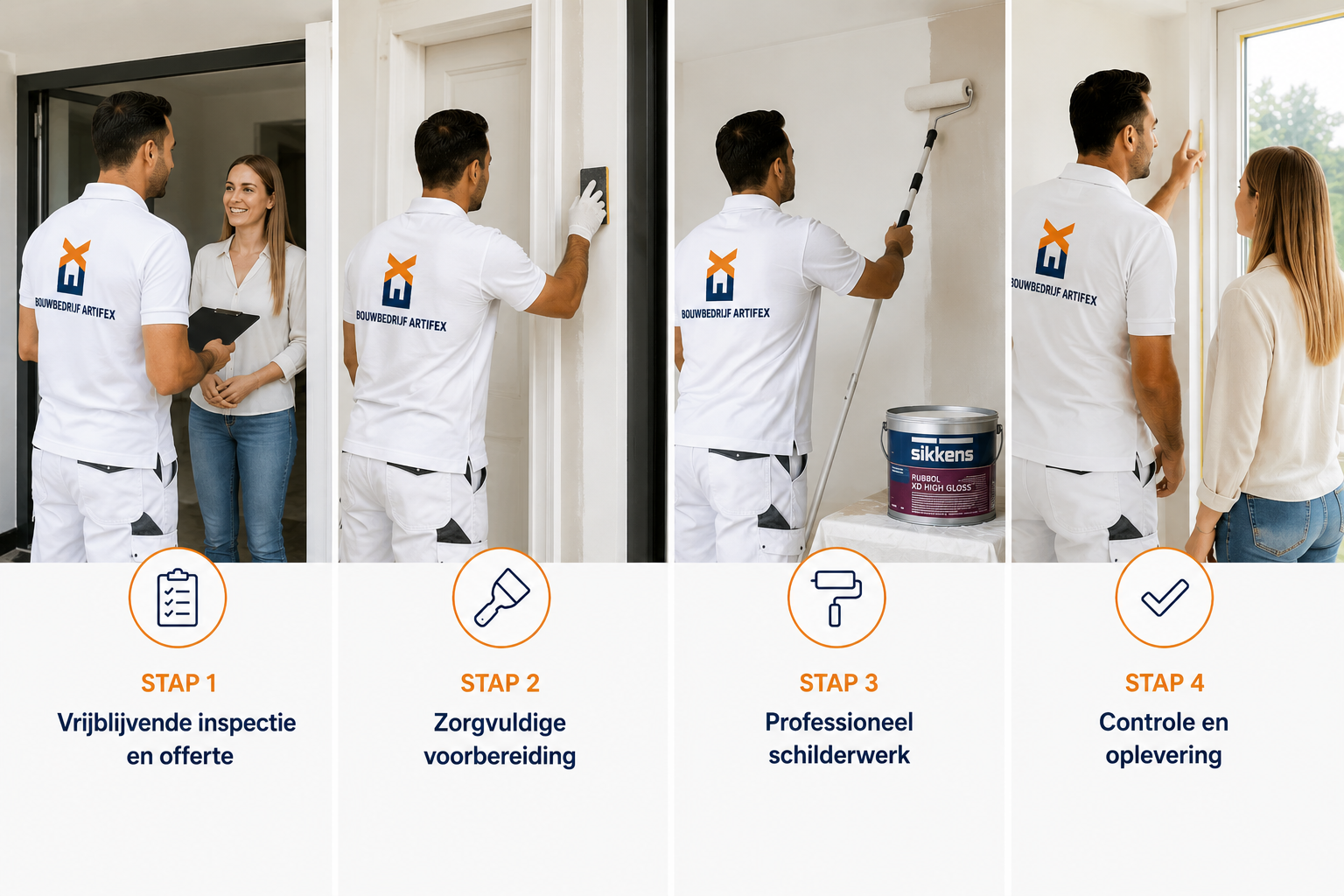 Onze werkwijze voor professioneel schilderwerk in Doetinchem door Bouwbedrijf Artifex, van inspectie tot oplevering.