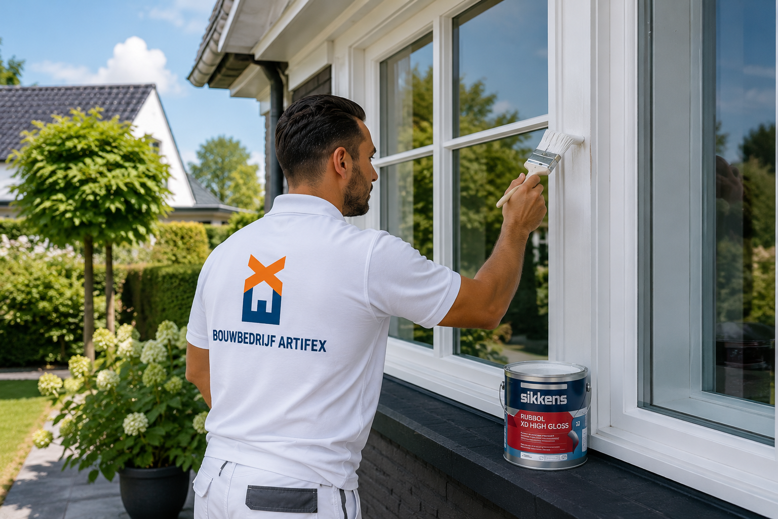 Professioneel buitenschilderwerk in Deventer door Bouwbedrijf Artifex met Sikkens Rubbol XD High Gloss.