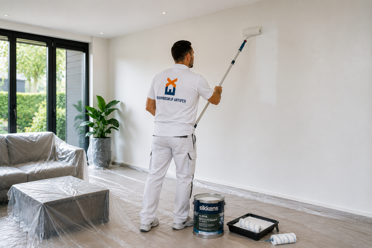 Muren professioneel laten schilderen door Bouwbedrijf Artifex met strak en egaal eindresultaat.